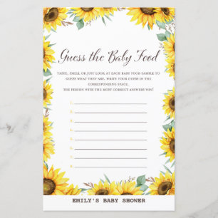 Spring Sunflower Baby Shower Game PRINTED