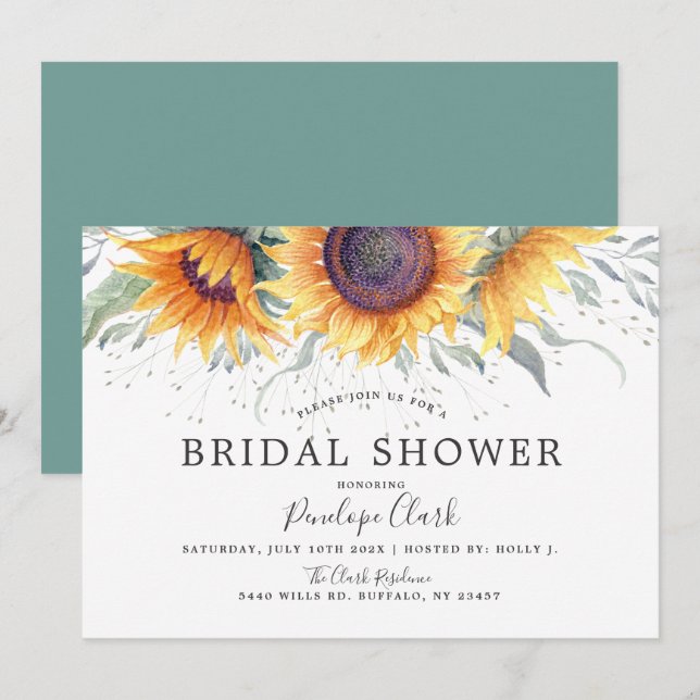 Spring Sunflower Bloom | Floral Bridal Shower Invitation (Front/Back)