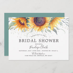 Spring Sunflower Bloom   Floral Bridal Shower Invitation