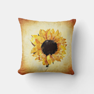 Spring Sunflower Watercolor Cushion
