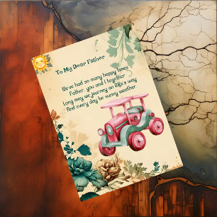 Spring Sunny Weather Fathers Day Floral Retro Junk Holiday Card