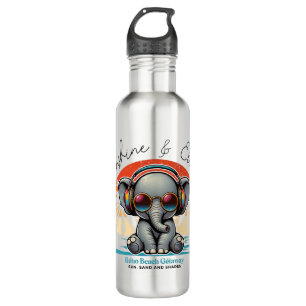 Spring Sunshine and Ele-fun Retro Beach Getaway 710 Ml Water Bottle