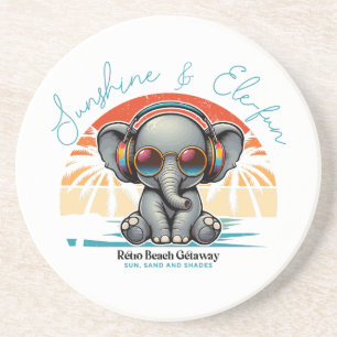 Spring Sunshine and Ele-fun Retro Beach Getaway Coaster