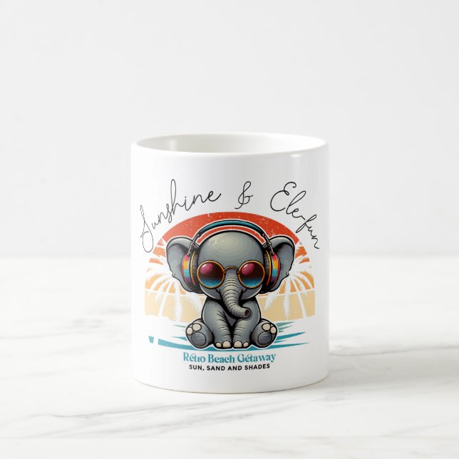 Spring Sunshine and Ele-fun Retro Beach Getaway Coffee Mug (Center)