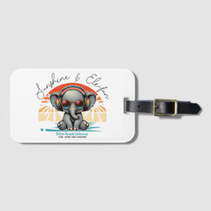 Spring Sunshine and Ele-fun Retro Beach Getaway Luggage Tag
