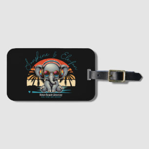 Spring Sunshine and Ele-fun Retro Beach Getaway Luggage Tag