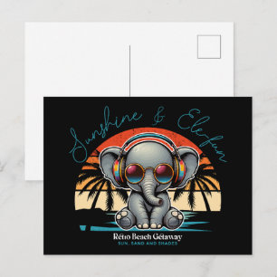 Spring Sunshine and Ele-fun Retro Beach Getaway Postcard