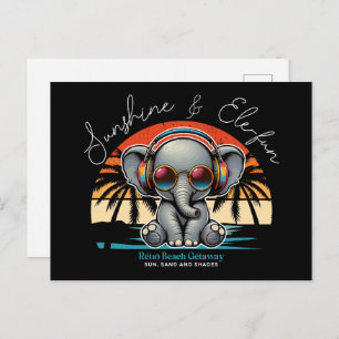 Spring Sunshine and Ele-fun Retro Beach Getaway Postcard