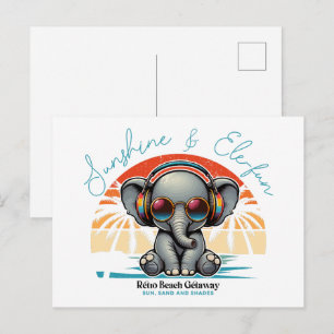 Spring Sunshine and Ele-fun Retro Beach Getaway Postcard