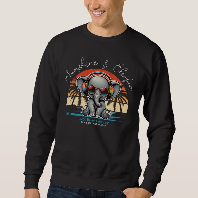 Spring Sunshine and Ele-fun Retro Beach Getaway Sweatshirt (Front)