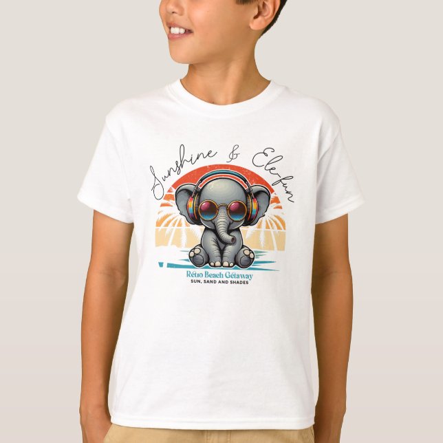 Spring Sunshine and Ele-fun Retro Beach Getaway T-Shirt (Front)
