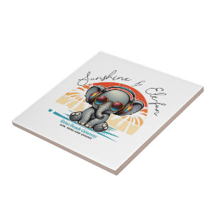 Spring Sunshine and Ele-fun Retro Beach Getaway Tile