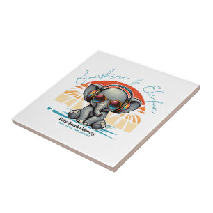 Spring Sunshine and Ele-fun Retro Beach Getaway Tile