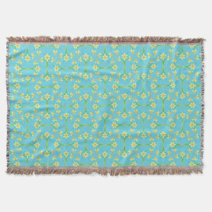 Spring Sunshine Daffodils Sky Blue Throw Blanket