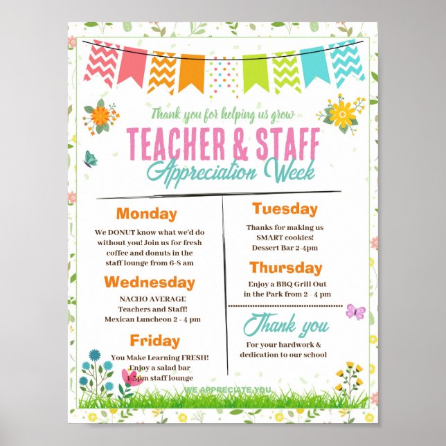 Spring Teacher and Staff Appreciation Flyer Poster (Front)