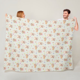 Spring teddy bear fleece blanket