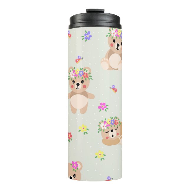 Spring teddy bear thermal tumbler (Front)