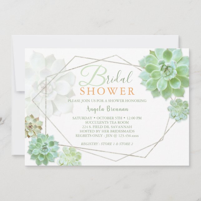 Spring Terrarium Succulents Bridal Shower Invitation (Front)