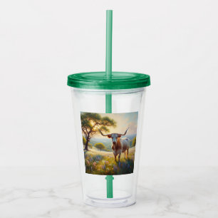 Spring Texas longhorn cow Acrylic Tumbler