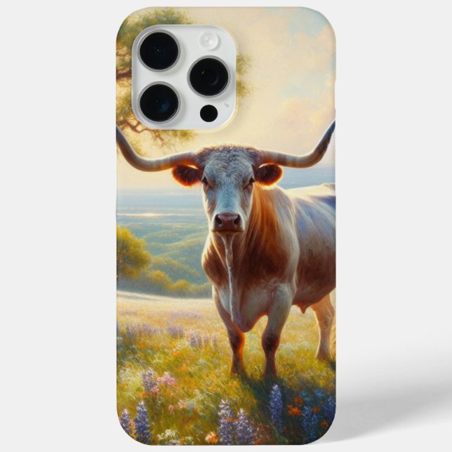 Spring Texas longhorn cow  Case-Mate iPhone Case (Back)