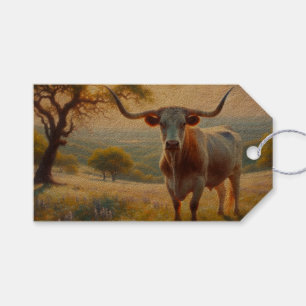 Spring Texas longhorn cow  Gift Tags