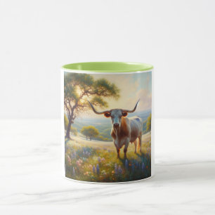 Spring Texas longhorn cow  Mug
