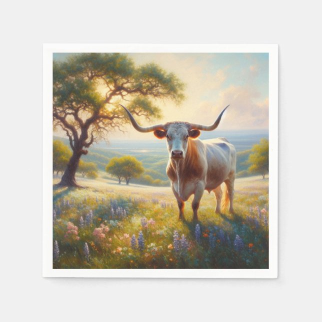 Spring Texas longhorn cow  Napkin (Front)
