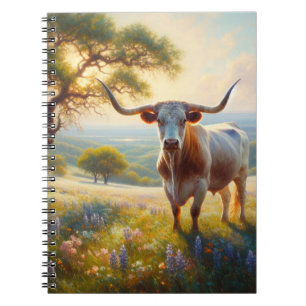 Spring Texas longhorn cow Notebook