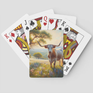 Spring Texas longhorn cow  Playing Cards