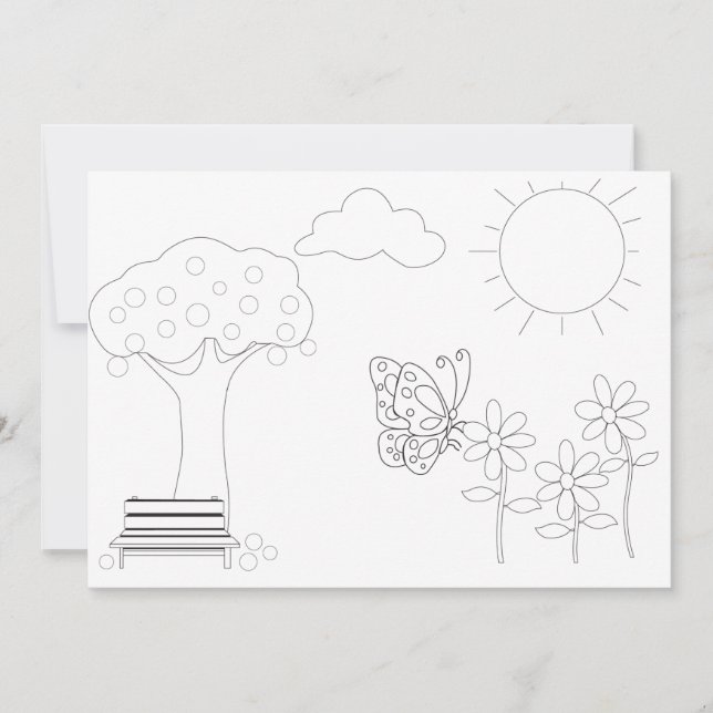 Spring themed Invitation or Note "Colour me Card" (Front)