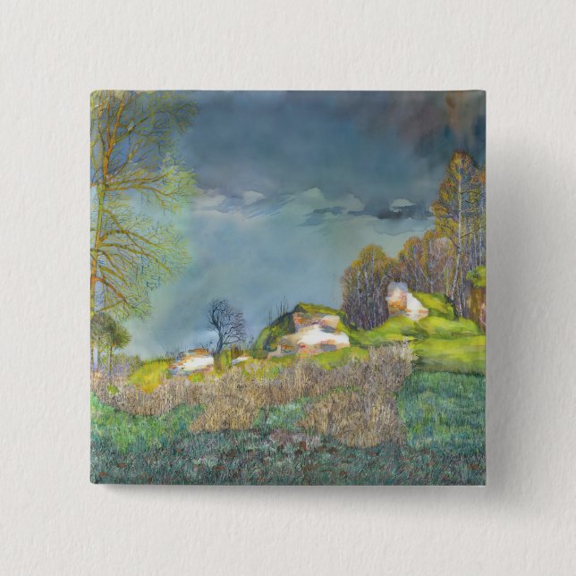 Spring thunderstorm 15 cm square badge (Front)