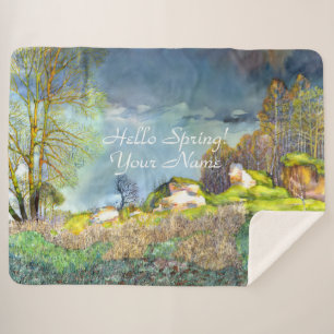 Spring thunderstorm painting Sherpa Blanket