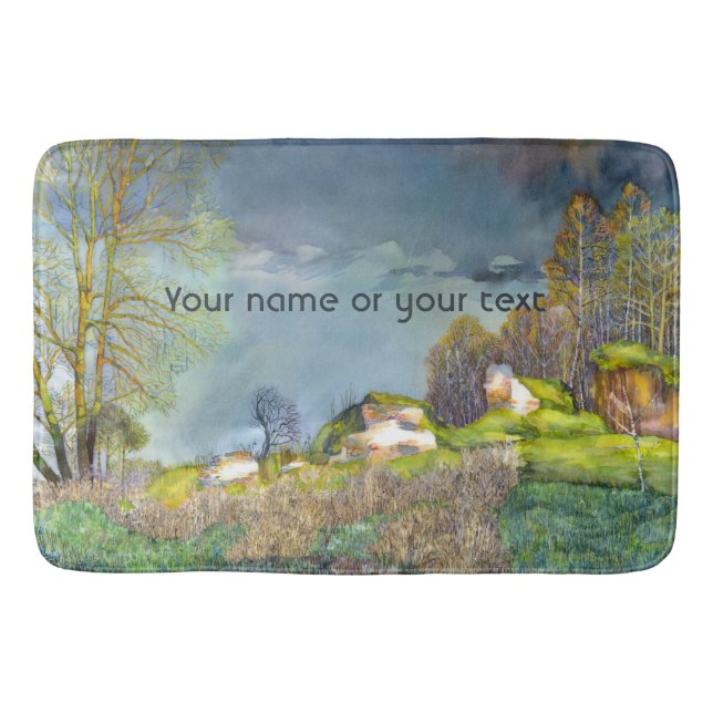 Spring thunderstorm painting  Watercolor Bath Mat (Front)