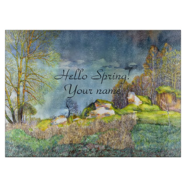 Spring thunderstorm painting  Watercolor Cutting Board (Front)