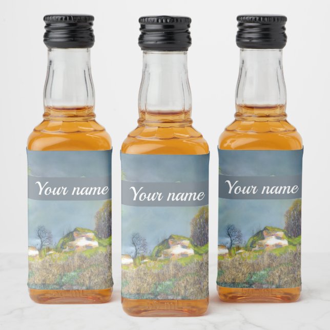 Spring thunderstorm painting  watercolor liquor bottle label (Bottles)
