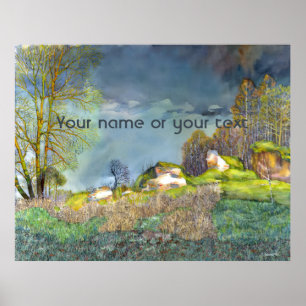 Spring thunderstorm painting  Watercolor Poster