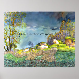 Spring thunderstorm painting  Watercolor Poster