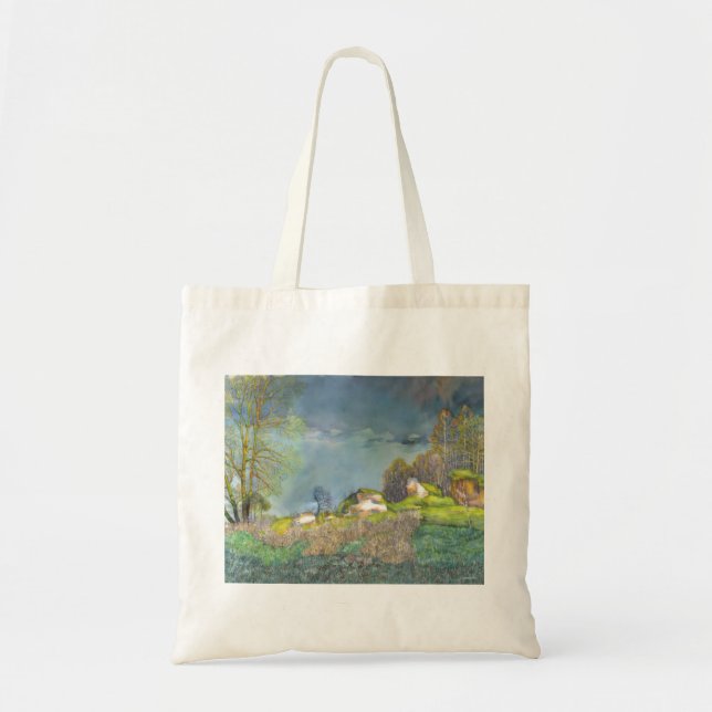 Spring thunderstorm painting  watercolor tote bag (Front)