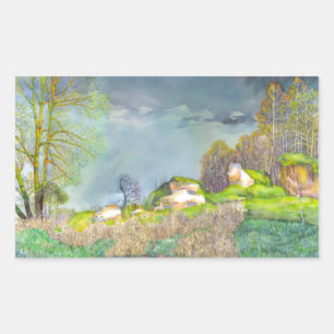 Spring thunderstorm rectangular sticker
