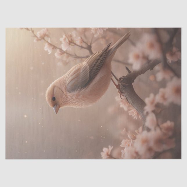 Spring time bird pretty in pink tissue paper (Front)