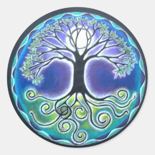 Spring time Full Moon Tree of Life Mandala Sticker