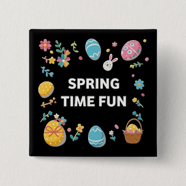 Spring Time Fun Easter | Spring 15 Cm Square Badge (Front)