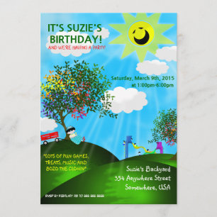Spring Time Fun in the Park Birthday Party Invites