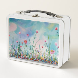Spring Time Garden Oil Painting Metal Lunch Box