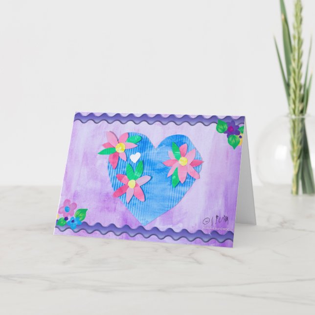 Spring Time Heart - Kids Art for CHOC Note Card (Front)