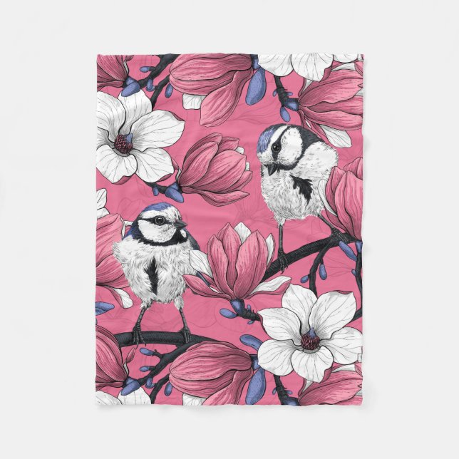 Spring time in pink fleece blanket (Front)