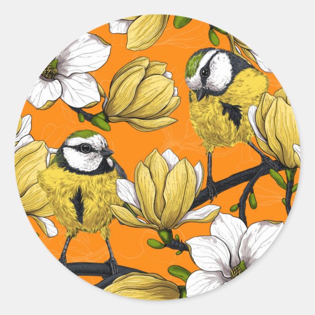 Spring time in yellow classic round sticker (Front)
