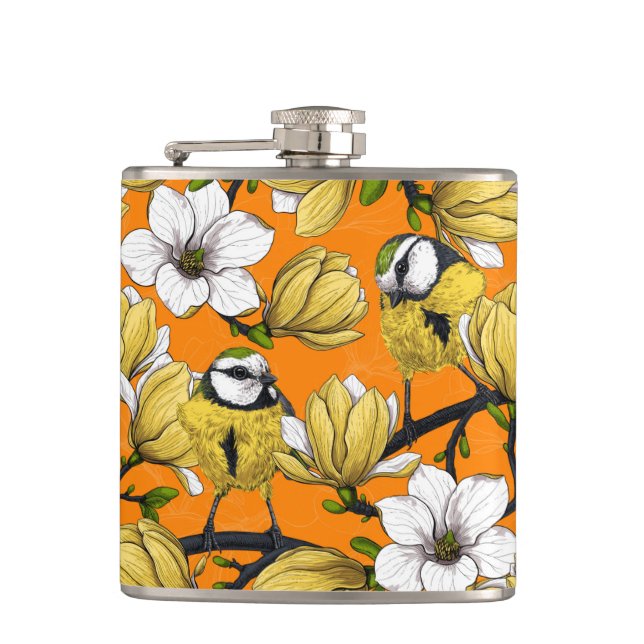 Spring time in yellow hip flask (Front)