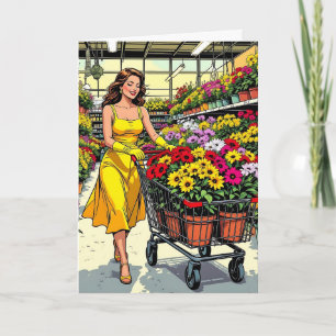 Spring-time is Here! Gardening Gloves and Sundress Card