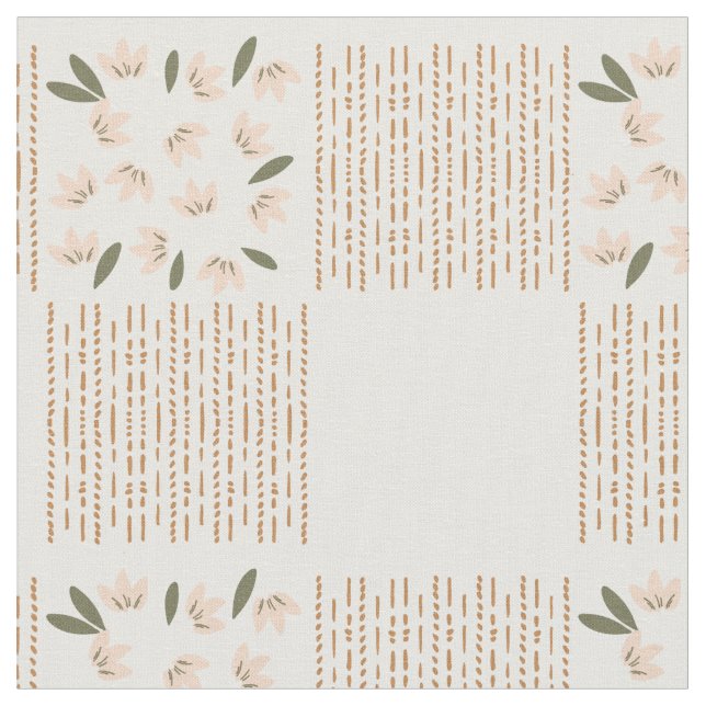 Spring tiny flowers block printing fabric (Close Up)